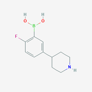 Chemical structure of 5-(Piperidin-4-yl)-2-fluorophenylboronic acid