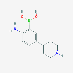 Chemical structure of 5-(Piperidin-4-yl)-2-aminophenylboronic acid