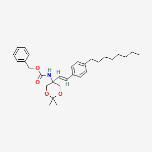 Chemical structure of 5-(N-Cbz-amino)-5-[2-(4-octyloxyphenyl)ethenyl]-2,2-dimethyl-1,3-dioxane