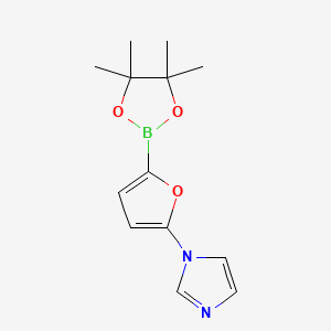 Chemical structure of 5-(Imidazol-1-yl)furan-2-boronic acid pinacol ester