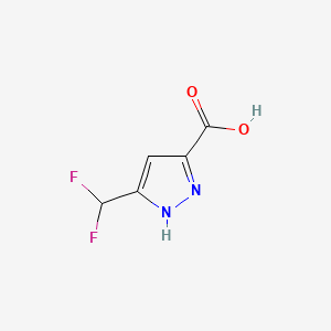 Chemical structure of 5-(Difluoromethyl)-1H-pyrazole-3-carboxylic acid