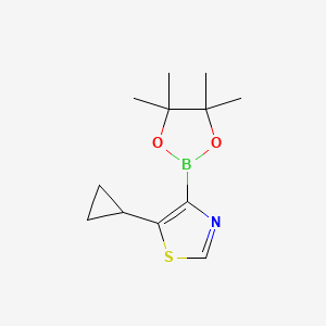 Chemical structure of 5-(Cyclopropyl)thiazole-4-boronic acid pinacol ester