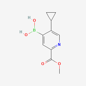 Chemical structure of 5-(Cyclopropyl)-2-(methoxycarbonyl)pyridine-4-boronic acid