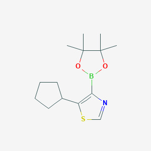 Chemical structure of 5-(Cyclopentyl)thiazole-4-boronic acid pinacol ester