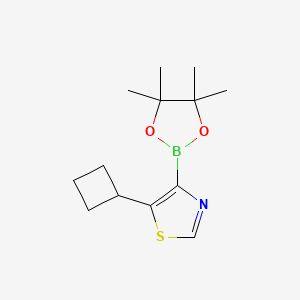 Chemical structure of 5-(Cyclobutyl)thiazole-4-boronic acid pinacol ester