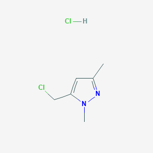 Chemical structure of 5-(Chloromethyl)-1,3-dimethyl-1H-pyrazole hydrochloride