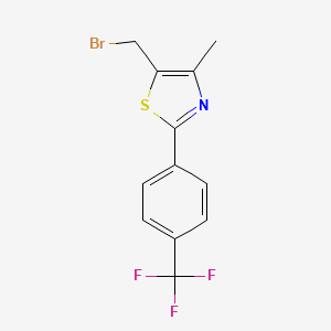Chemical structure of 5-(Bromomethyl)-4-methyl-2-(4-(trifluoromethyl)phenyl)thiazole