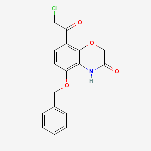 Chemical structure of 5-(Benzyloxy)-8-(2-chloroacetyl)-2H-benzo[b][1,4]oxazin-3(4H)-one