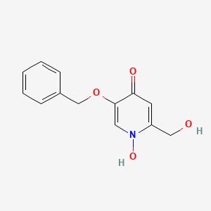 Chemical structure of 5-(benzyloxy)-1-hydroxy-2-(hydroxymethyl)pyridin-4(1H)-one