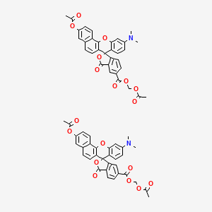 Chemical structure of 5-(and-6)-Carboxy SNARF-1, Acetoxymethyl Ester, Acetate