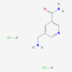 Chemical structure of 5-(Aminomethyl)nicotinamide dihydrochloride