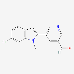 Chemical structure of 5-(6-Chloro-1-methyl-1H-indol-2-yl)nicotinaldehyde