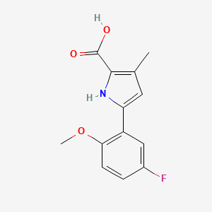Chemical structure of 5-(5-Fluoro-2-methoxyphenyl)-3-methyl-1H-pyrrole-2-carboxylic acid
