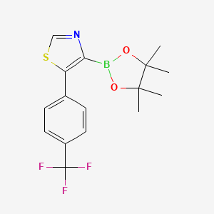 Chemical structure of 5-(4-Trifluoromethylphenyl)thiazole-4-boronic acid pinacol ester