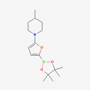 Chemical structure of 5-(4-Methylpiperidin-1-yl)furan-2-boronic acid pinacol ester
