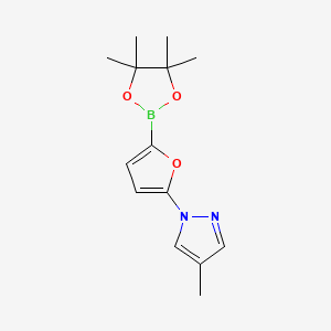 Chemical structure of 5-(4-Methyl-1H-pyrazol-1-yl)furan-2-boronic acid pinacol ester