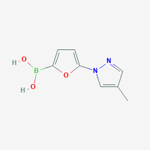 Chemical structure of 5-(4-Methyl-1H-pyrazol-1-yl)furan-2-boronic acid