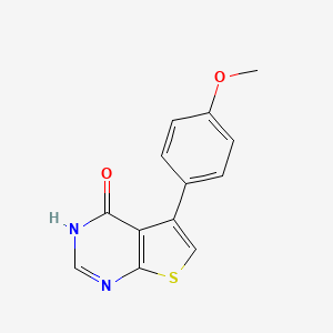 Chemical structure of 5-(4-methoxyphenyl)thieno[2,3-d]pyrimidin-4(3H)-one