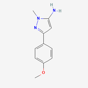 Chemical structure of 5-(4-methoxyphenyl)-2-methylpyrazol-3-amine