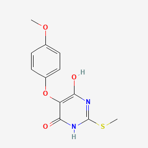 Chemical structure of 5-(4-Methoxyphenoxy)-2-(methylthio)pyrimidine-4,6-diol
