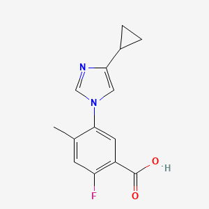 Chemical structure of 5-(4-Cyclopropyl-1H-imidazol-1-yl)-2-fluoro-4-methylbenzoic