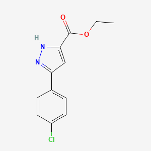 Chemical structure of Ethyl 3-(4-chlorophenyl)-1H-pyrazole-5-carboxylate