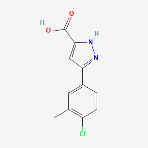 Chemical structure of 5-(4-chloro-3-methylphenyl)-1H-pyrazole-3-carboxylic acid