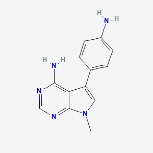 Chemical structure of 5-(4-aminophenyl)-7-methyl-7H-pyrrolo[2,3-d]pyrimidin-4-amine