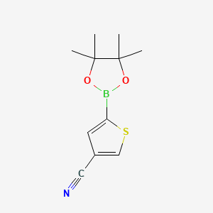 Chemical structure of 5-(4,4,5,5-Tetramethyl-1,3,2-dioxaborolan-2-yl)thiophene-3-carbonitrile