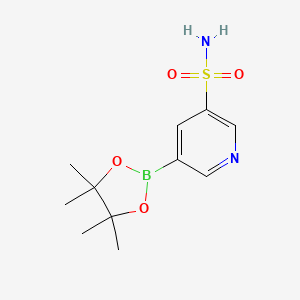 Chemical structure of 5-(4,4,5,5-Tetramethyl-1,3,2-dioxaborolan-2-yl)pyridine-3-sulfonamide