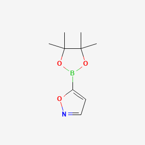 Chemical structure of 5-(4,4,5,5-tetramethyl-1,3,2-dioxaborolan-2-yl)isoxazole