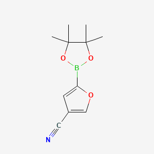 Chemical structure of 5-(4,4,5,5-Tetramethyl-1,3,2-dioxaborolan-2-yl)furan-3-carbonitrile