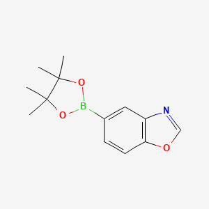 Chemical structure of 5-(4,4,5,5-Tetramethyl-1,3,2-dioxaborolan-2-yl)benzo[d]oxazole