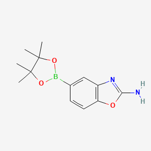 Chemical structure of 5-(4,4,5,5-Tetramethyl-1,3,2-dioxaborolan-2-yl)benzo[d]oxazol-2-amine