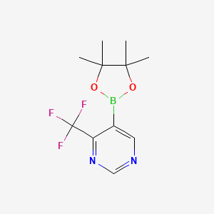 Chemical structure of 5-(4,4,5,5-Tetramethyl-1,3,2-dioxaborolan-2-yl)-4-(trifluoromethyl)pyrimidine
