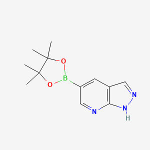 Chemical structure of 5-(4,4,5,5-tetramethyl-1,3,2-dioxaborolan-2-yl)-1H-pyrazolo[3,4-b]pyridine
