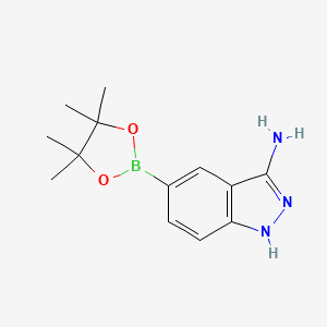 Chemical structure of 5-(4,4,5,5-Tetramethyl-1,3,2-dioxaborolan-2-yl)-1H-indazol-3-amine
