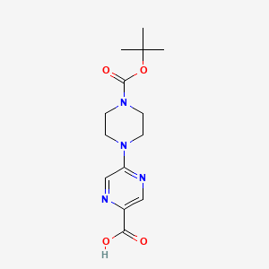 Chemical structure of 5-(4-(tert-Butoxycarbonyl)piperazin-1-yl)pyrazine-2-carboxylic acid