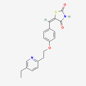 Chemical structure of 5-(4-(2-(5-Ethylpyridin-2-yl)ethoxy)benzylidene)thiazolidine-2,4-dione