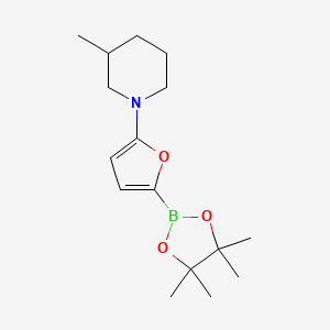Chemical structure of 5-(3-Methylpiperidin-1-yl)furan-2-boronic acid pinacol ester
