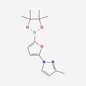 Chemical structure of 5-(3-Methyl-1H-pyrazol-1-yl)furan-2-boronic acid pinacol ester