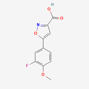 Chemical structure of 5-(3-Fluoro-4-methoxyphenyl)isoxazole-3-carboxylic acid