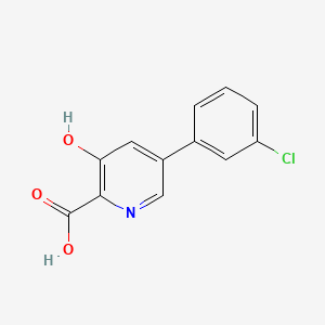 Chemical structure of 5-(3-Chlorophenyl)-3-hydroxypicolinic acid