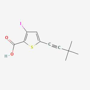 Chemical structure of 5-(3,3-Dimethylbut-1-ynyl)-3-iodothiophene-2-carboxylic acid