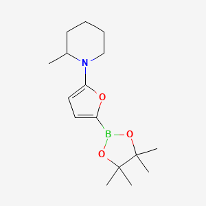 Chemical structure of 5-(2-Methylpiperidin-1-yl)furan-2-boronic acid pinacol ester