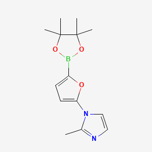 Chemical structure of 5-(2-Methylimidazol-1-yl)furan-2-boronic acid pinacol ester