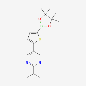 Chemical structure of 5-(2-isopropyl-5-pyrimidyl)thiophene-2-boronic acid pinacol ester