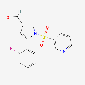 Chemical structure of 5-(2-Fluorophenyl)-1-(pyridin-3-ylsulfonyl)-1H-pyrrole-3-carbaldehyde