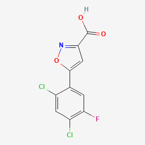 Chemical structure of 5-(2,4-Dichloro-5-fluorophenyl)isoxazole-3-carboxylic Acid