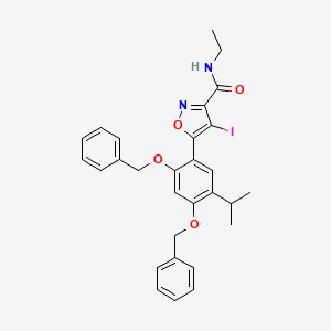 Chemical structure of 5-(2,4-bis(benzyloxy)-5-isopropylphenyl)-N-ethyl-4-iodoisoxazole-3-carboxamide
